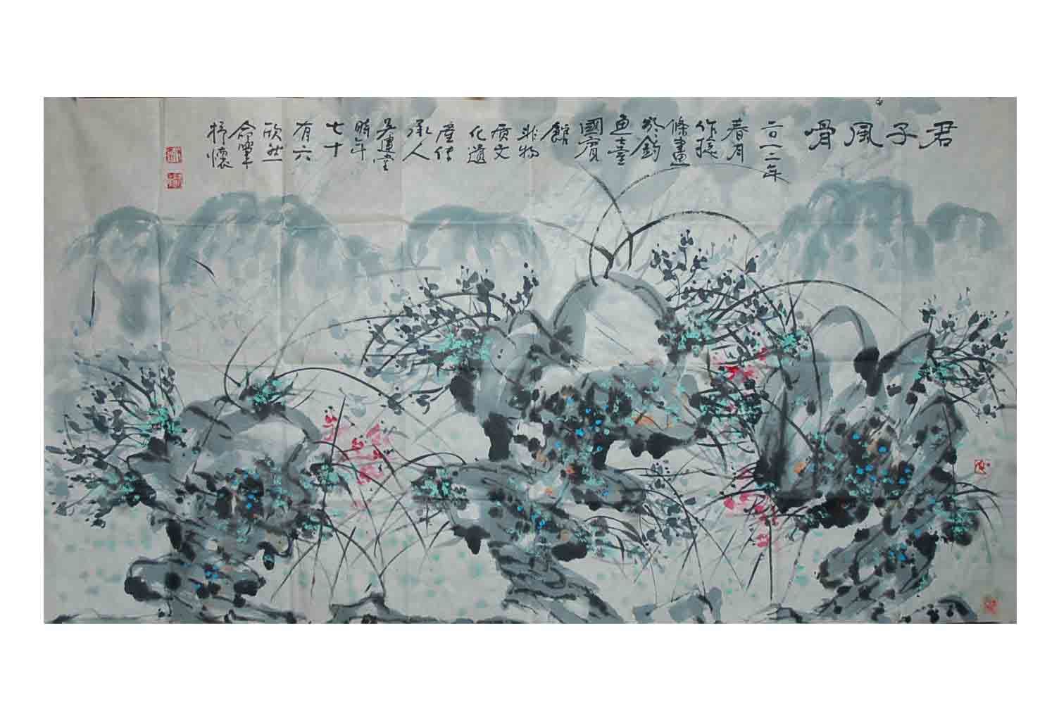 中国非物质文化遗产传承大师吴建堂捻条画《君子风骨》178cmx97cm