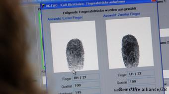 Datenerfassung Fingerabdrücke für Reisep?sse