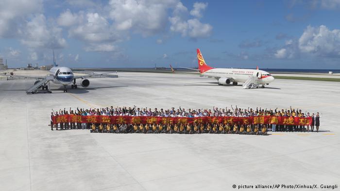 China Flughafen auf Yongshu Jiao Insel der umstrittennen Spratly-Insel Gruppe
